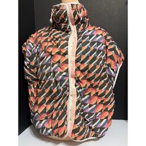 FP Movement Free People Pippa Packable Puffer S Poncho Geometric Triangle Print